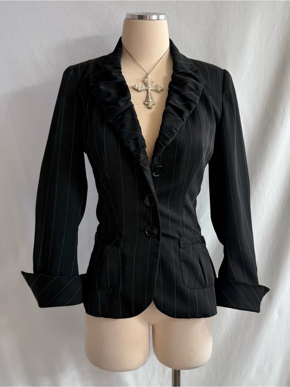 Y2K Ruched Pinstripe Blazer